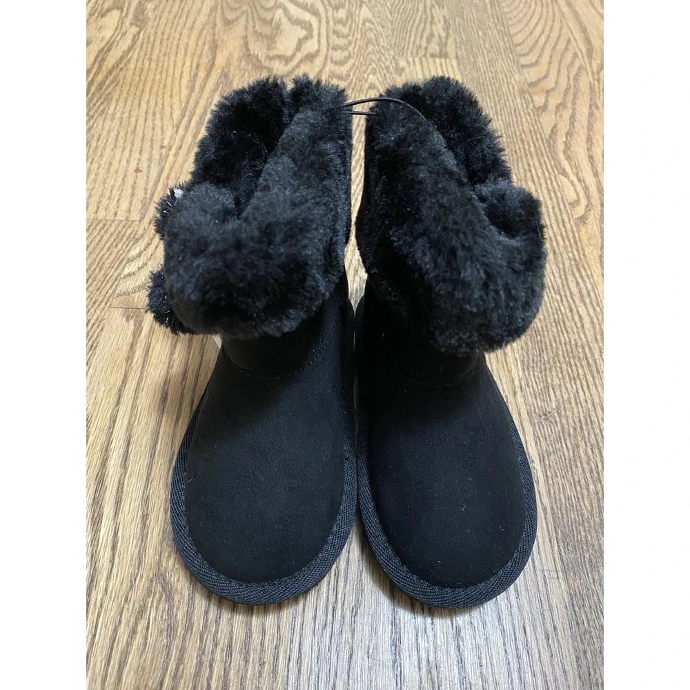 Thereabouts Little Kid Size 6 Girls Willa Faux Fur Lined Winter Boots Black